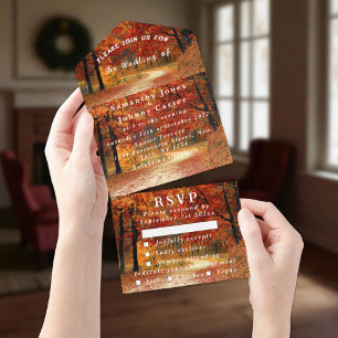 Invitation Tout En Un Birch Bark Fall Country Rustic Wood Feuilles