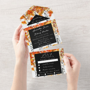 Invitation Tout En Un Birch Bark Fall Country Rustic Wood Feuilles