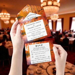 Invitation Tout En Un Birch Bark Fall Pays Bois Rustique Feuilles Tout e