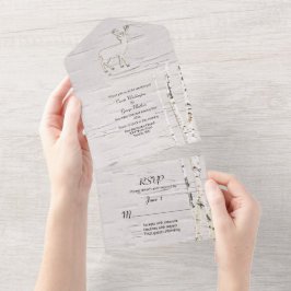Invitation Tout En Un Birch Trees rustiques et Mariage de cerfs