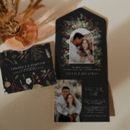 Invitation Tout En Un Black 2 photo aquarelle botanique enregistrer la d