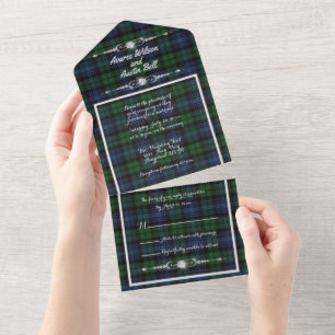 Invitation Tout En Un Black Watch Ancient  Tartan Écossais 