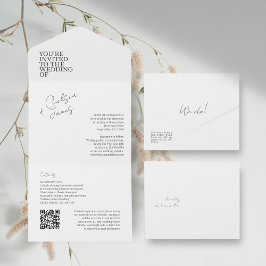 Invitation Tout En Un BLANCHE | Chic Moderne tout en un mariage Invitati