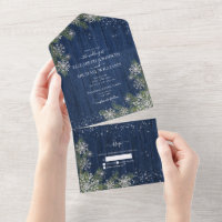 Bleu Silver Hiver Bois Plaid Rustique Mariage