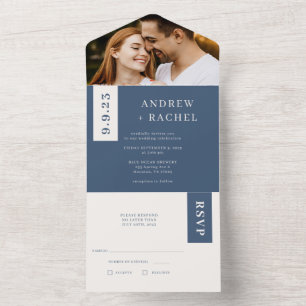 Invitation Tout En Un Blocs bleu Twilight Mariage Photo