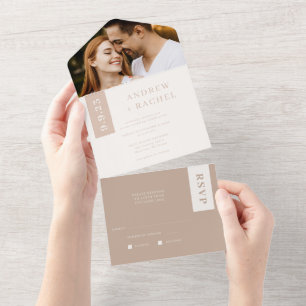 Invitation Tout En Un Blocs neutres Printemps photo de mariage