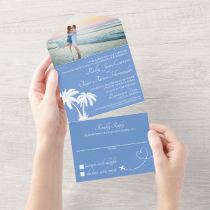 Invitation Tout En Un Blue Beach Mariage Tout en un