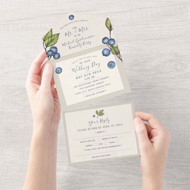 Invitation Tout En Un Blueberries chic Tous en un mariage Inviter (Déchirure)