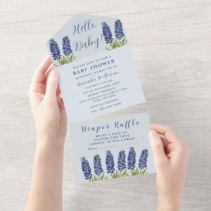 Invitation Tout En Un Bluebonnets Texas Baby shower genre neutre