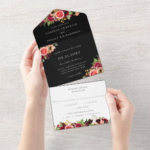 Invitation Tout En Un Bohème Blooms Mariage Tout en un