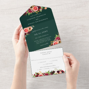 Invitation Tout En Un Bohème Blooms Mariage Tout en un