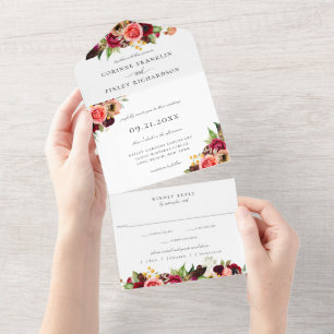Invitation Tout En Un Bohème Blooms Mariage Tout en un