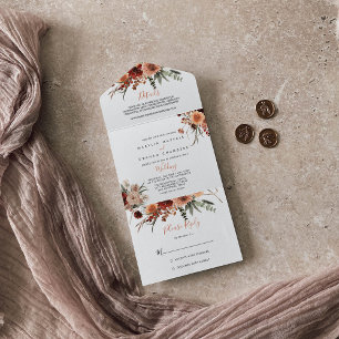 Invitation Tout En Un Boho Botanique Automne Floral Mariage
