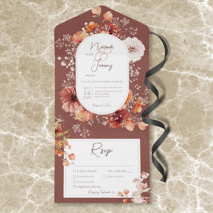 Invitation Tout En Un Boho Burange Rust Fall Floral 3 Dîner