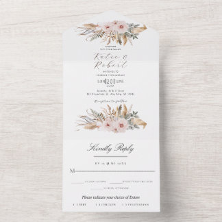 Invitation Tout En Un Boho Chic Aquarelle Mariage Floral