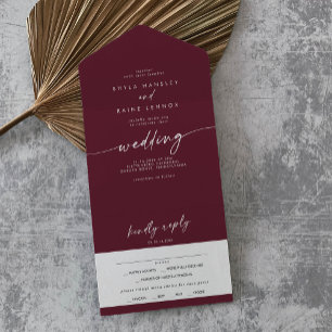 Invitation Tout En Un Boho Chic Bourgogne Red Meice Choice RSVP Mariage