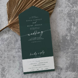 Invitation Tout En Un Boho Chic Emerald Green Meice Choice RSVP Mariage