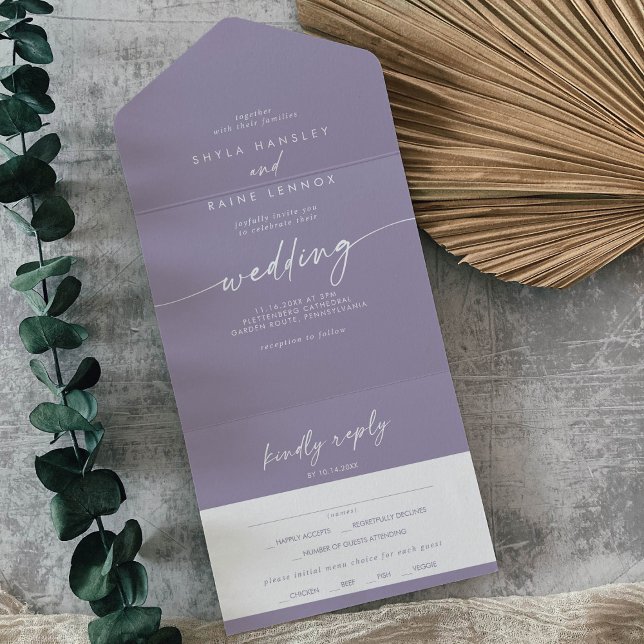 Invitation Tout En Un Boho Chic Lavender Purple Meice Choice RSVP Mariag (Créateur téléchargé)