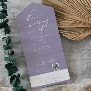 Invitation Tout En Un Boho Chic Lavender Purple QR Code Courrier En Mari