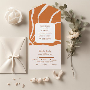 Invitation Tout En Un Boho Chic Retro Floral Mariage