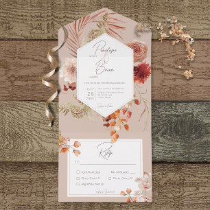 Invitation Tout En Un Boho Chute Rouille Boho Flore Cadre Blush Dîner