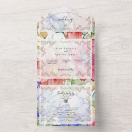 Invitation Tout En Un Boho Fleurs vibrantes tout en un mariage Inviter