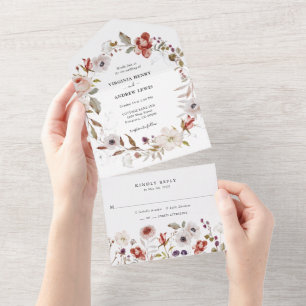 Invitation Tout En Un Boho Floral Mariage