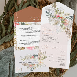 Invitation Tout En Un Boho Floral Pampas Grass Terra Cotta Désert |