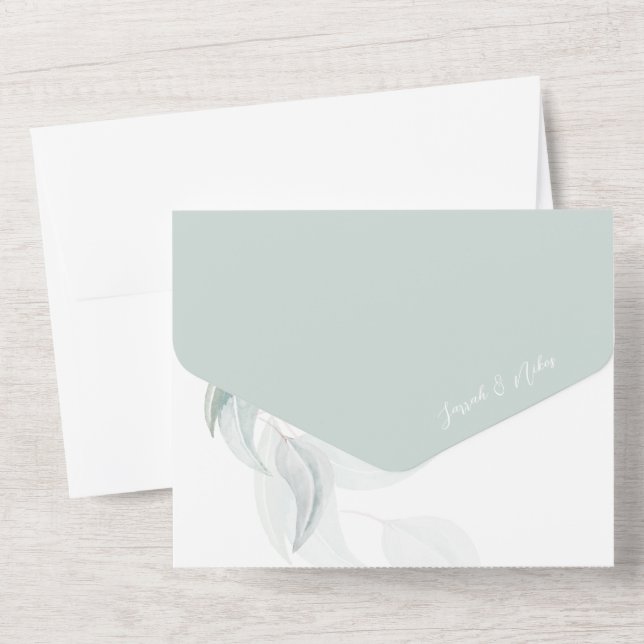 Invitation Tout En Un Boho Romantique Eucaliptus Dans L'Aquarelle De Min (Verso)