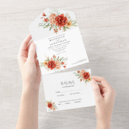 Invitation Tout En Un Boho Rustique Mariage Floral