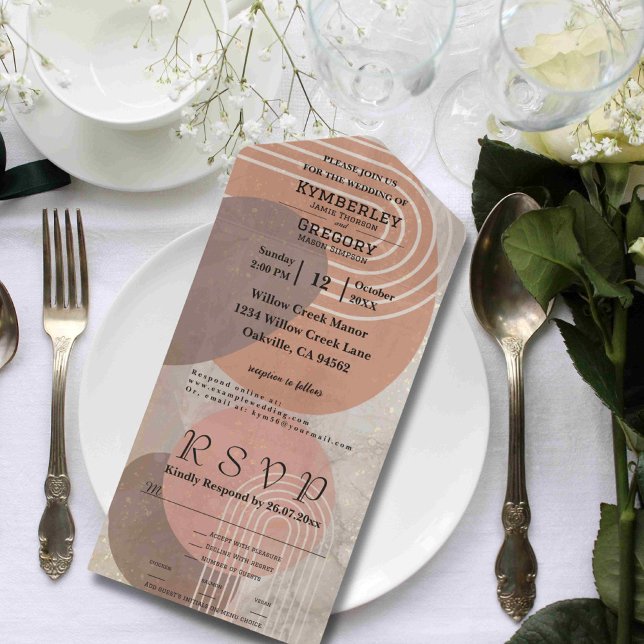 Invitation Tout En Un Boho Terracotta Brown site minimaliste Abstrait (Créateur téléchargé)