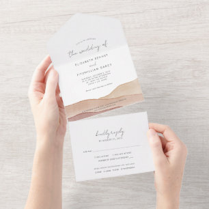 Invitation Tout En Un Boho Watercolor Mariage Abstrait