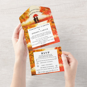 Invitation Tout En Un Bois d'automne Feuille de bouleau Anniversaire Mar