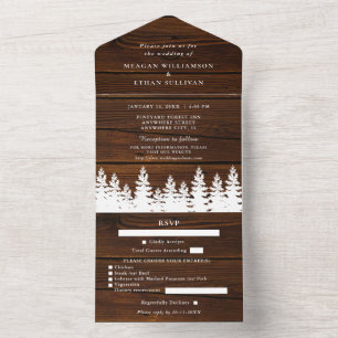Invitation Tout En Un Bois Rustique Automne Automne Mariage d'hiver avec