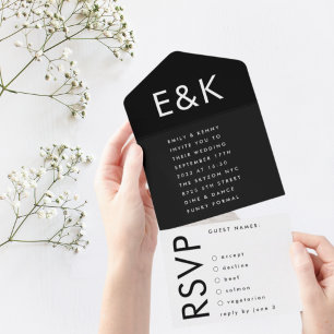 Invitation Tout En Un Bold Big Monogram Simple Wedding
