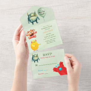 Invitation Tout En Un Boo, j’ai deux ans ! Monster Boy Annithday Party