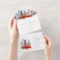 Boston Massachusetts City Scape Mariage d'aquarell