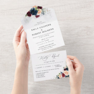 Invitation Tout En Un Bourgogne et Mariage de la Marine en une seule inv