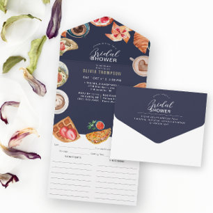 Invitation Tout En Un Brochure de brunch et recette bleu marine