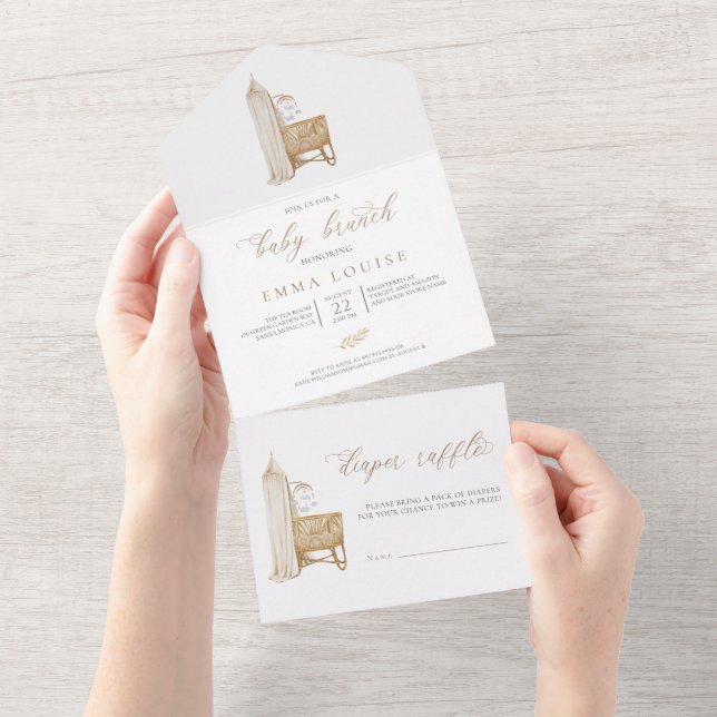 Invitation Tout En Un Brunch Neutral Boho Baby (Déchirure)