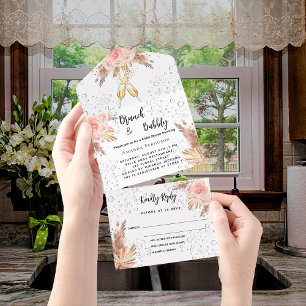 Invitation Tout En Un Bubbly Brunch Fête des mariées pampas herbe RSVP