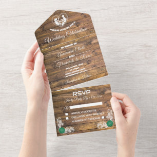 Invitation Tout En Un Budget Rustique dentelle tout en un mariage Invita