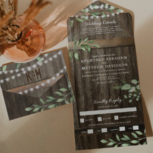 Invitation Tout En Un Budget Rustique Mariage de verdure