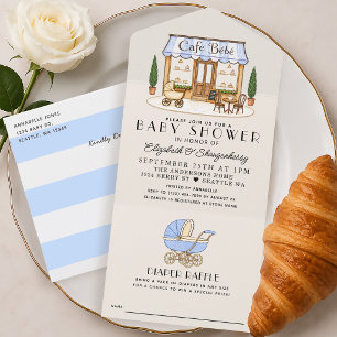 Invitation Tout En Un Café Bébé Garçon Fille Baby Shower à Paris