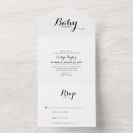 Invitation Tout En Un Calligraphie moderne Baby shower officiel