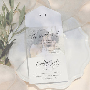 Invitation Tout En Un Calligraphie Moderne de Style Engagement Photo Mar