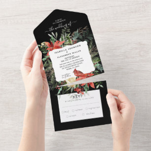 Invitation Tout En Un Carton d'invitation au mariage de Winter Cardinal 