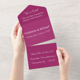 Invitation Tout En Un Carton d'invitation de mariage à bloc de couleur m