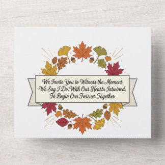 Invitation Tout En Un Carton d'invitation de mariage aux feuilles d'auto