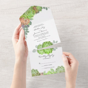 Invitation Tout En Un Carton d'invitation de mariage tout-en-un avec pla